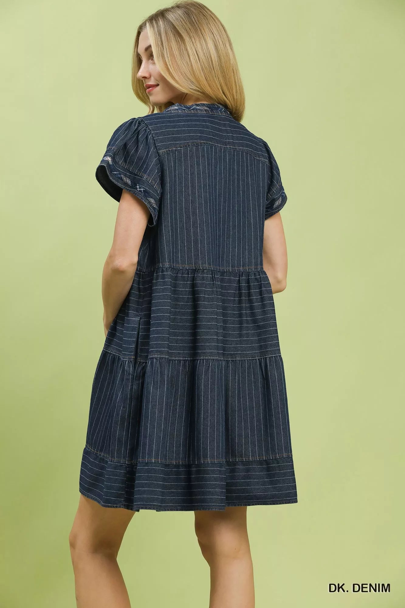 Hazel Blues® | Umgee Chambray Tiered Babydoll Dress