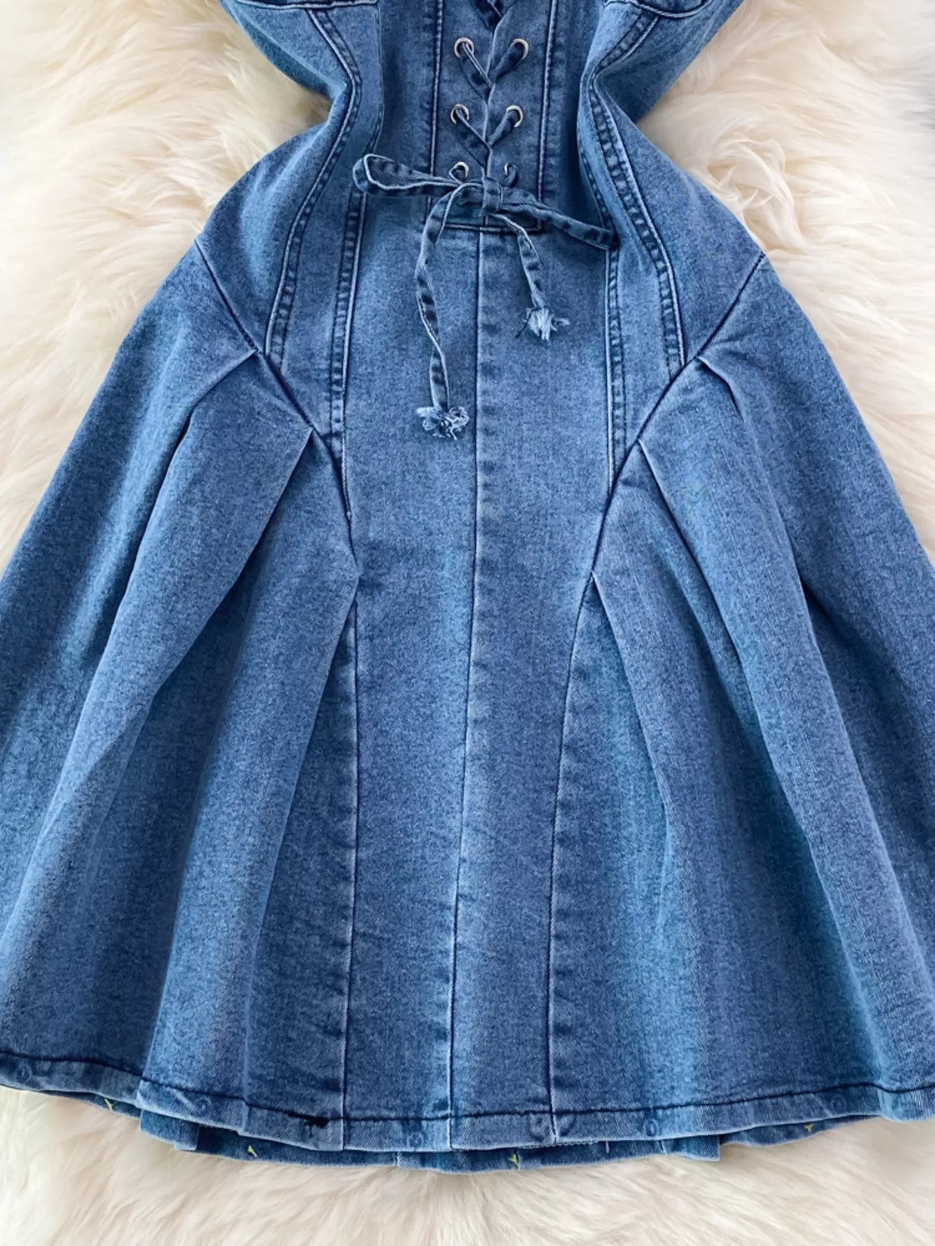 Hazel Blues® | Lace-Up Denim A-Line Mini Dress