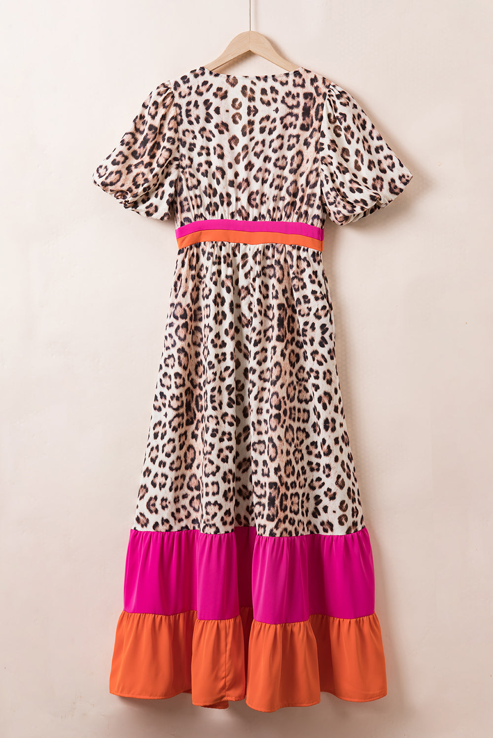 Hazel Blues® | Leopard V-Neck Half Sleeve Maxi Dress
