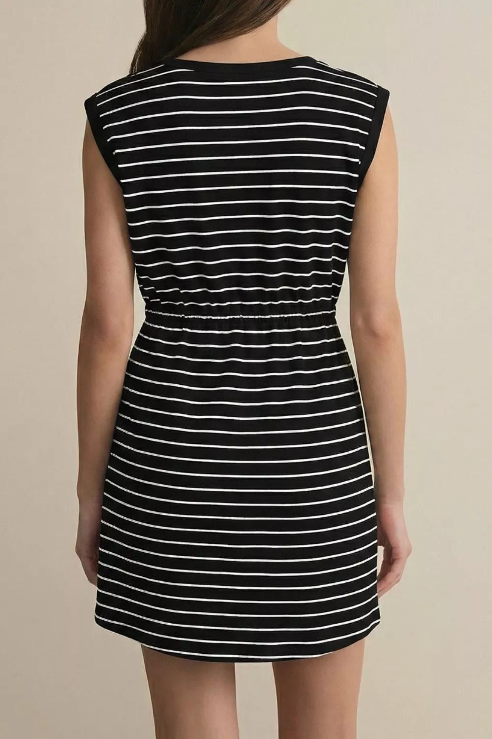 Hazel Blues® | Stripe Drawstring Tunic Tank Mini Dress with Pockets