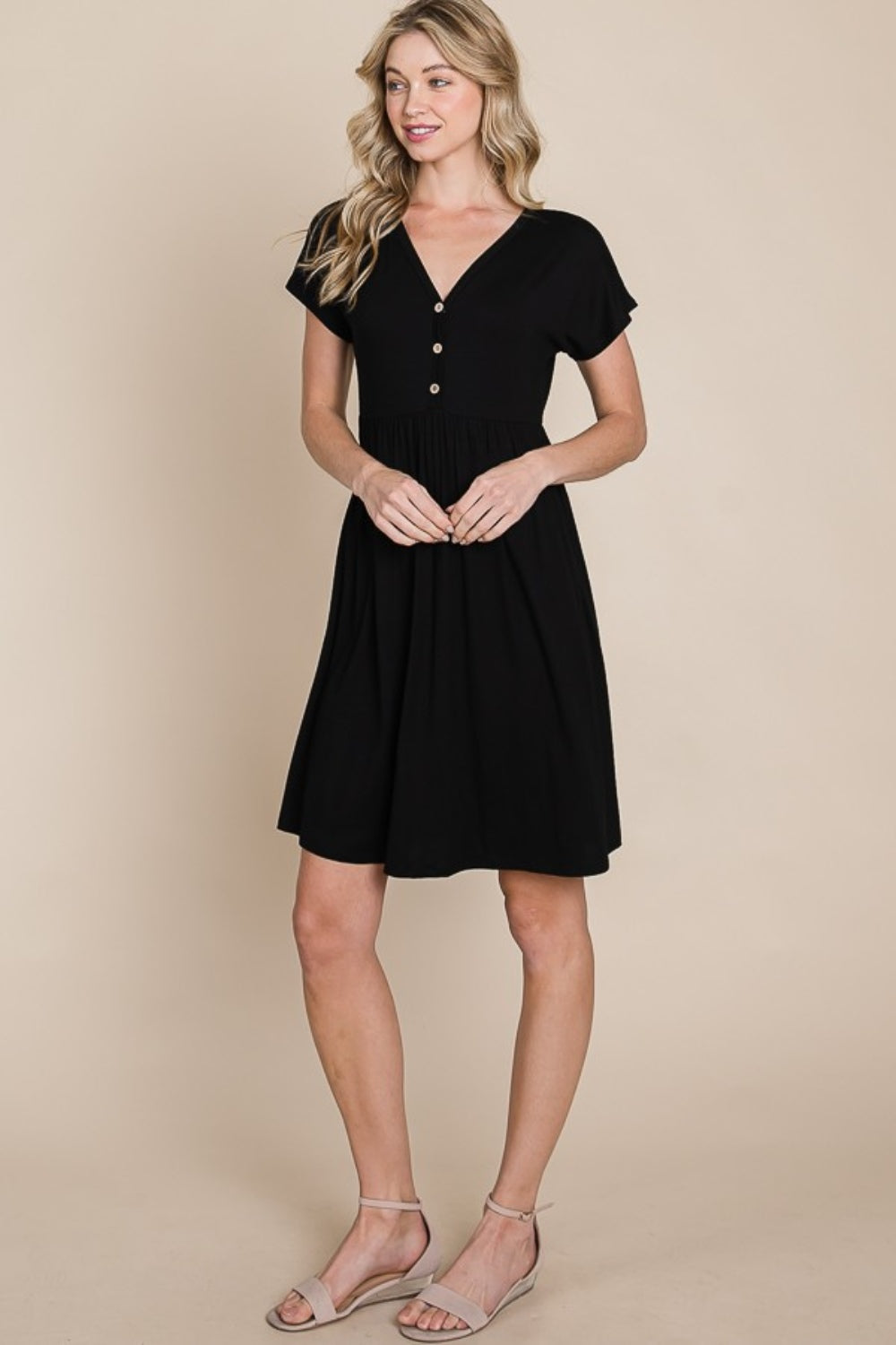Hazel Blues® | BOMBOM V-Neck Short Sleeve Dress