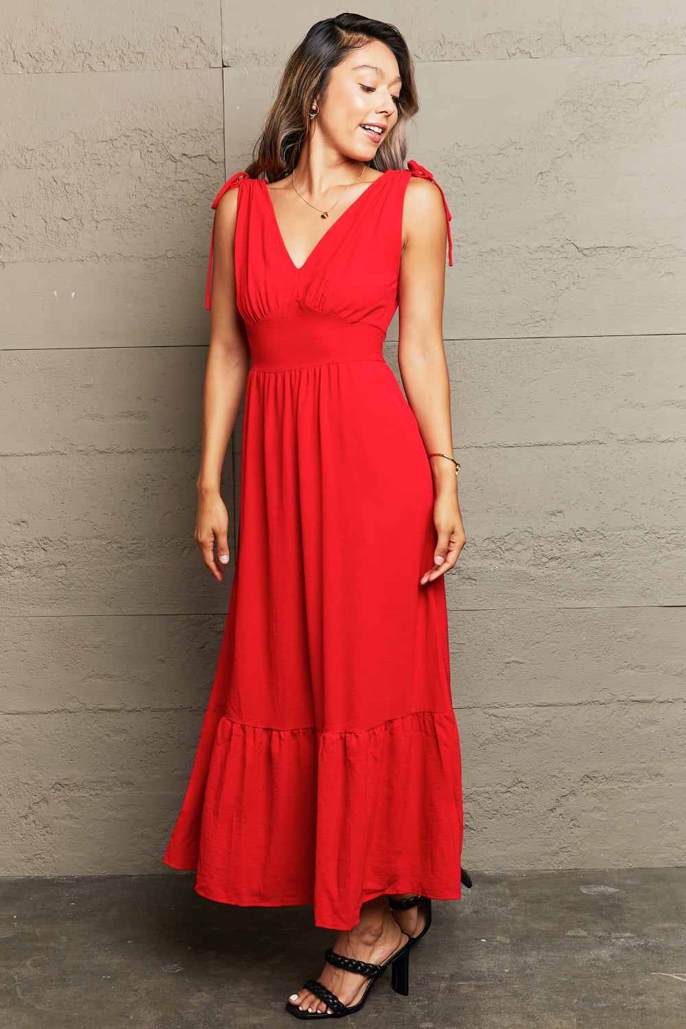 Hazel Blues® | Drawstring V-Neck Sleeveless Dress