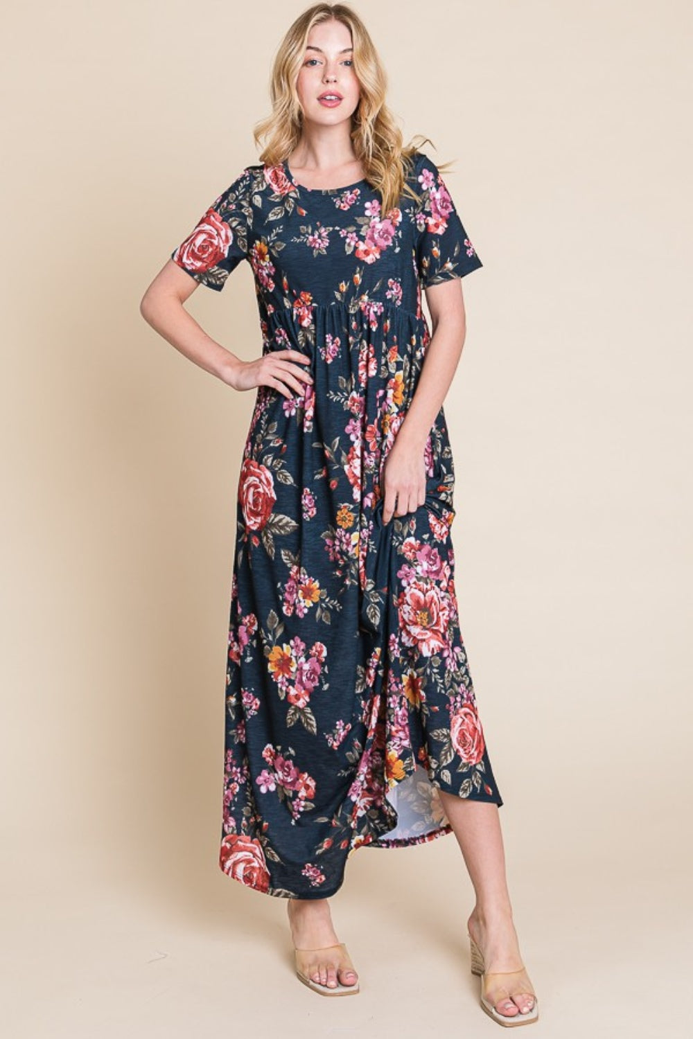 Hazel Blues® | BOMBOM Floral Short Sleeve Maxi Dress