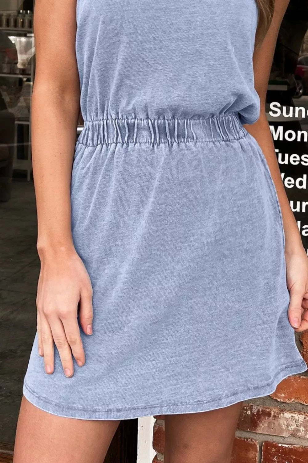 Hazel Blues® | Casual Washed Scoop Neck Denim Mini Dress