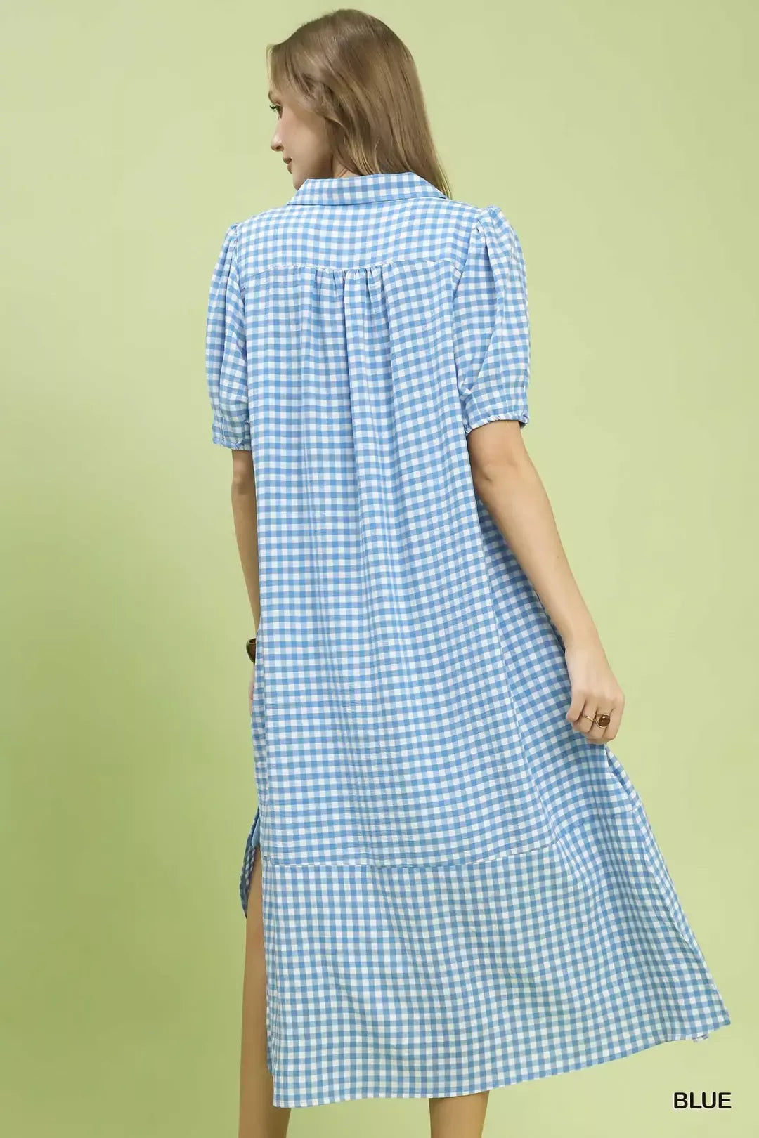 Hazel Blues® | Umgee Gingham Midi Dress with Side Pockets