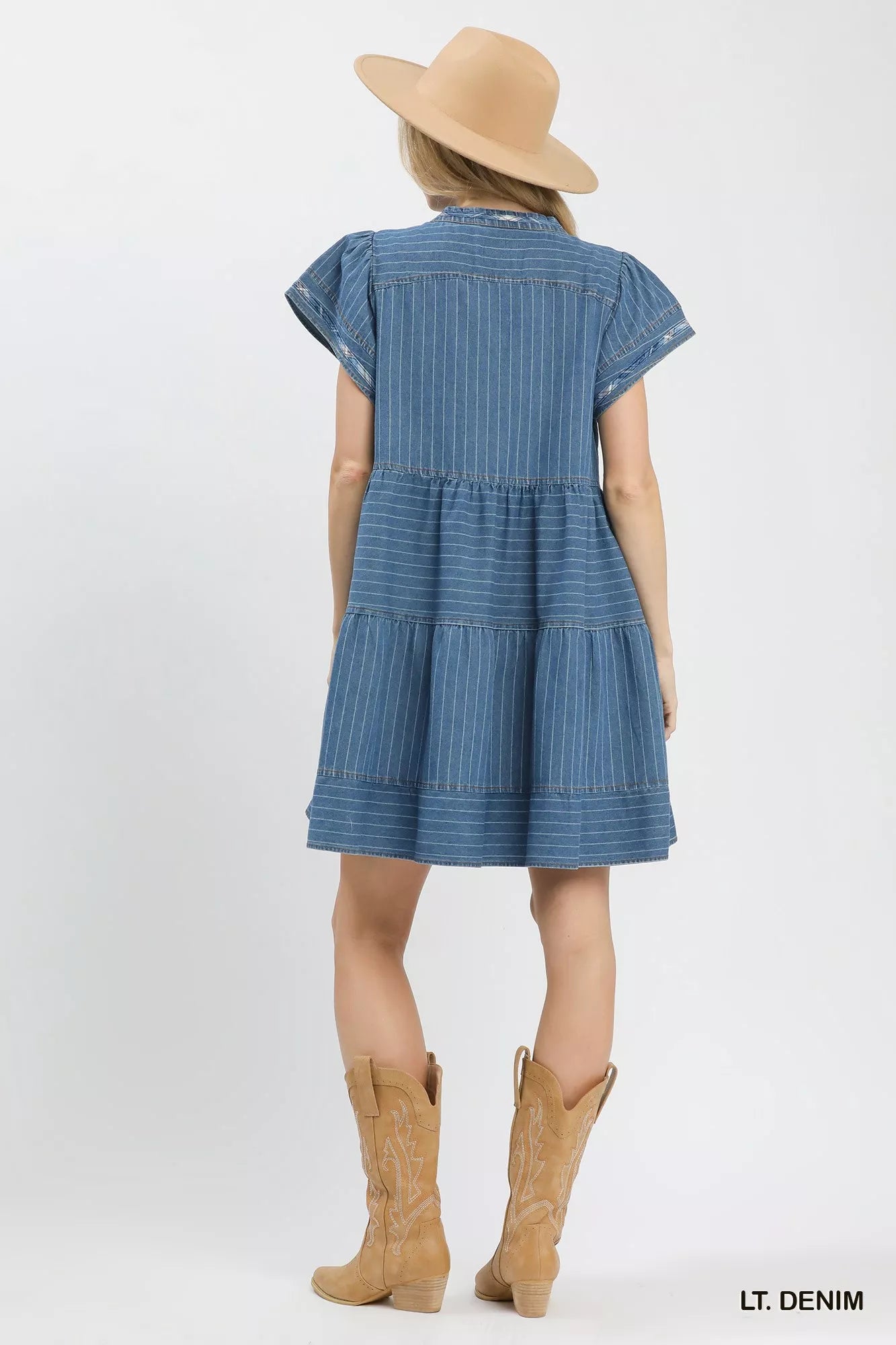 Hazel Blues® | Umgee Chambray Tiered Babydoll Dress