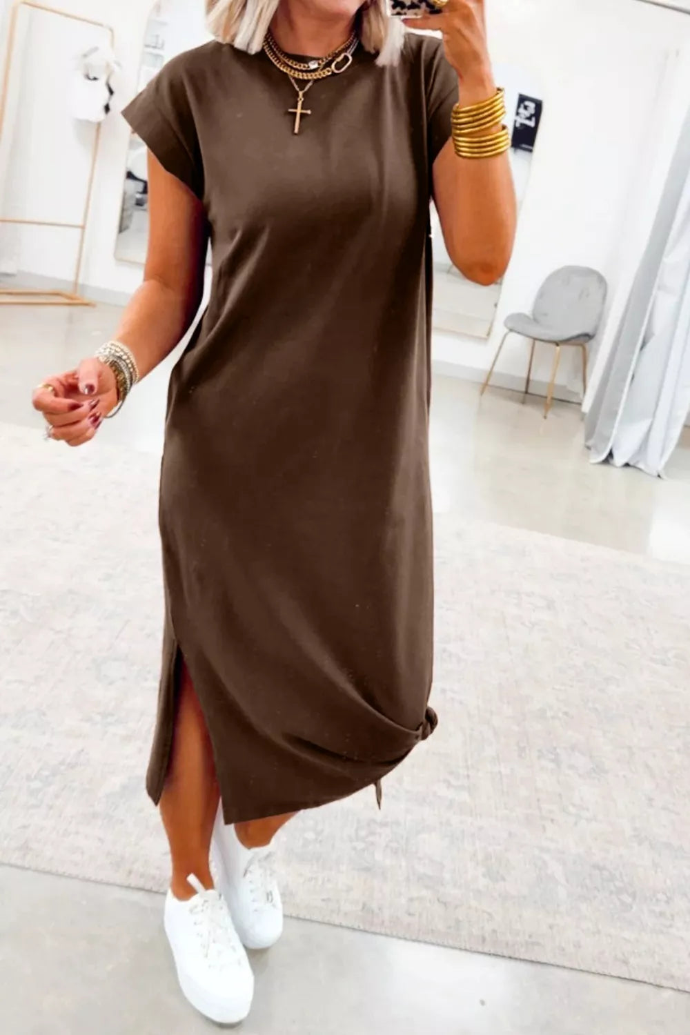 Hazel Blues® | Casual Slit T-Shirt Dress