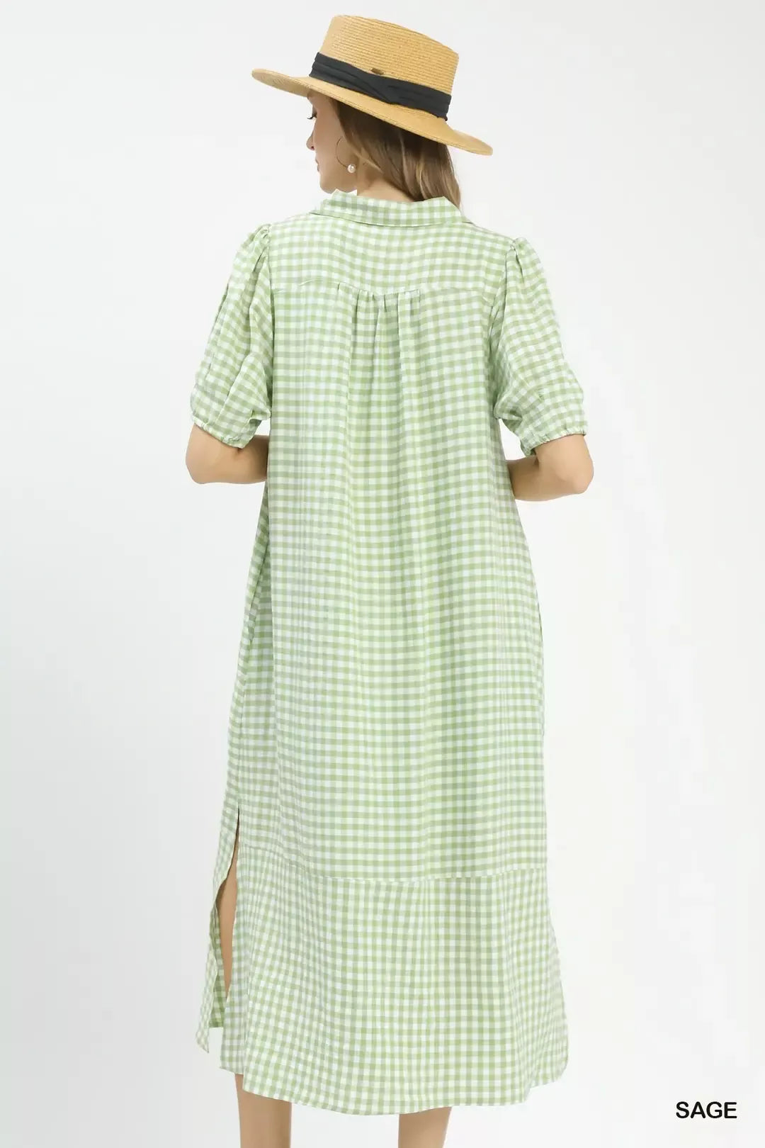 Hazel Blues® | Umgee Gingham Midi Dress with Side Pockets