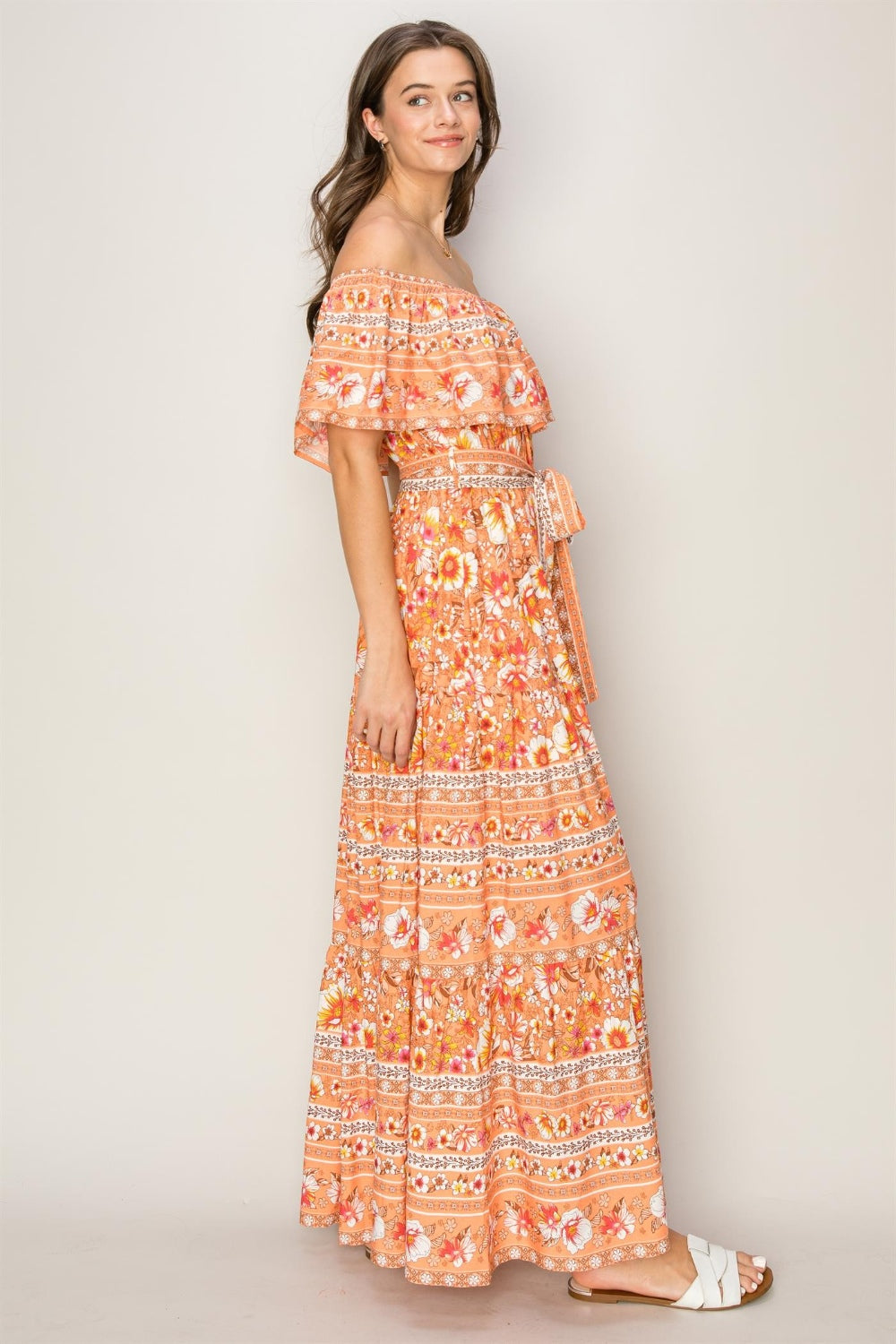 Hazel Blues® | HYFVE Floral Off-Shoulder Tie Front Maxi Dress