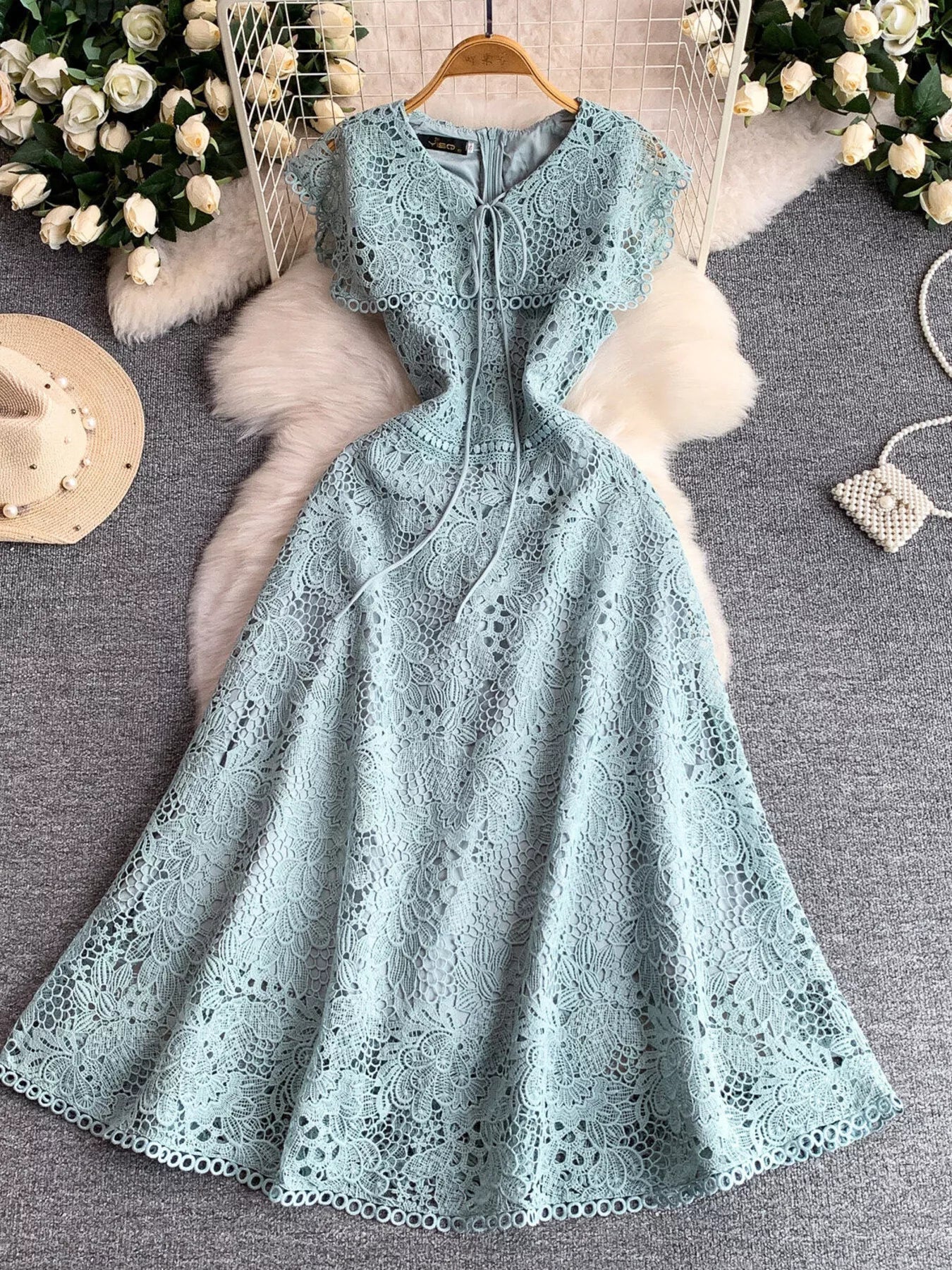 Hazel Blues® | Lace Sleeveless A-Line Dress