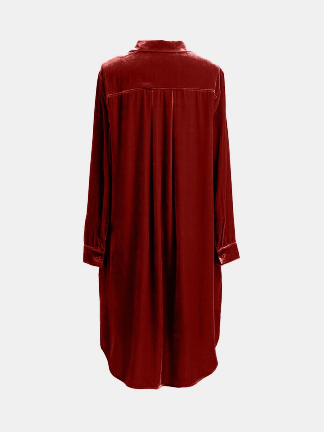 Hazel Blues® | High-Low Button Up Long Sleeve Knee Length Dress