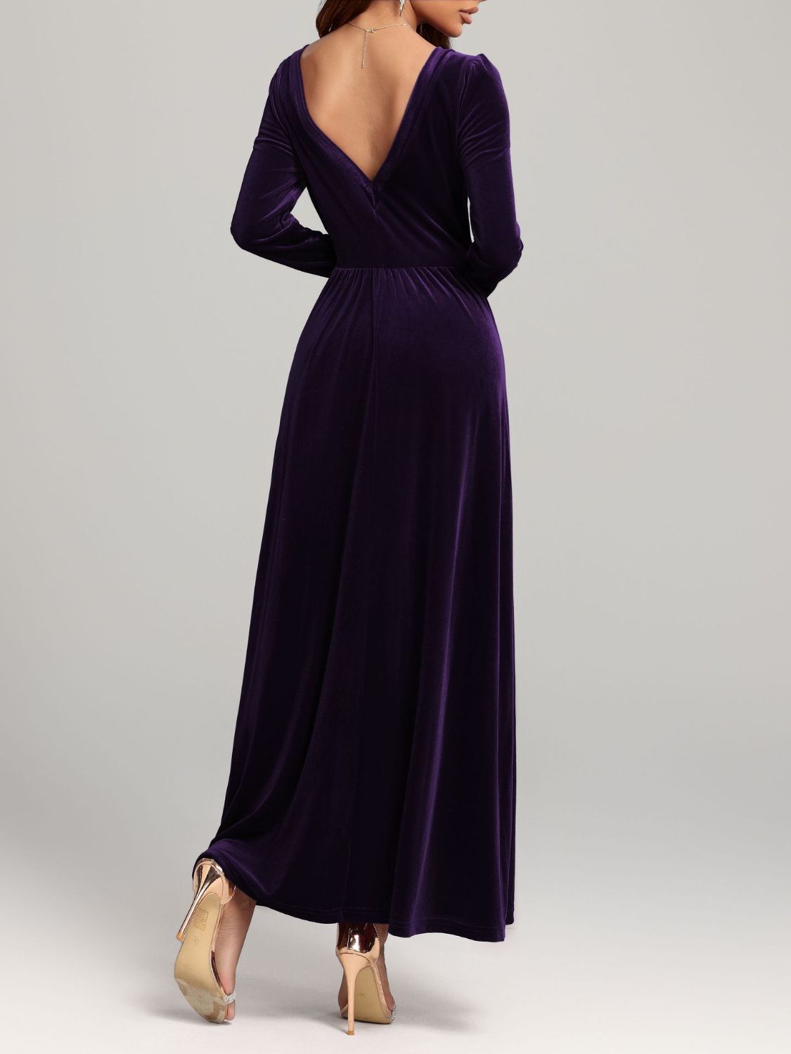 Hazel Blues® | Velvet Square Neck Long Sleeve Dress