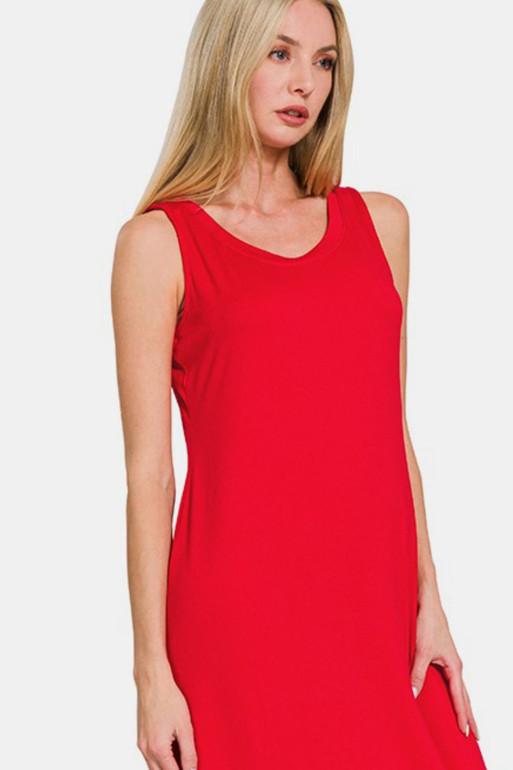 Hazel Blues® | Zenana Scoop Neck Wide Strap Tank Dress