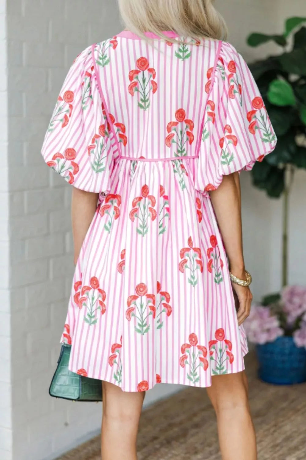 Hazel Blues® | Striped Floral Print Mini Dress