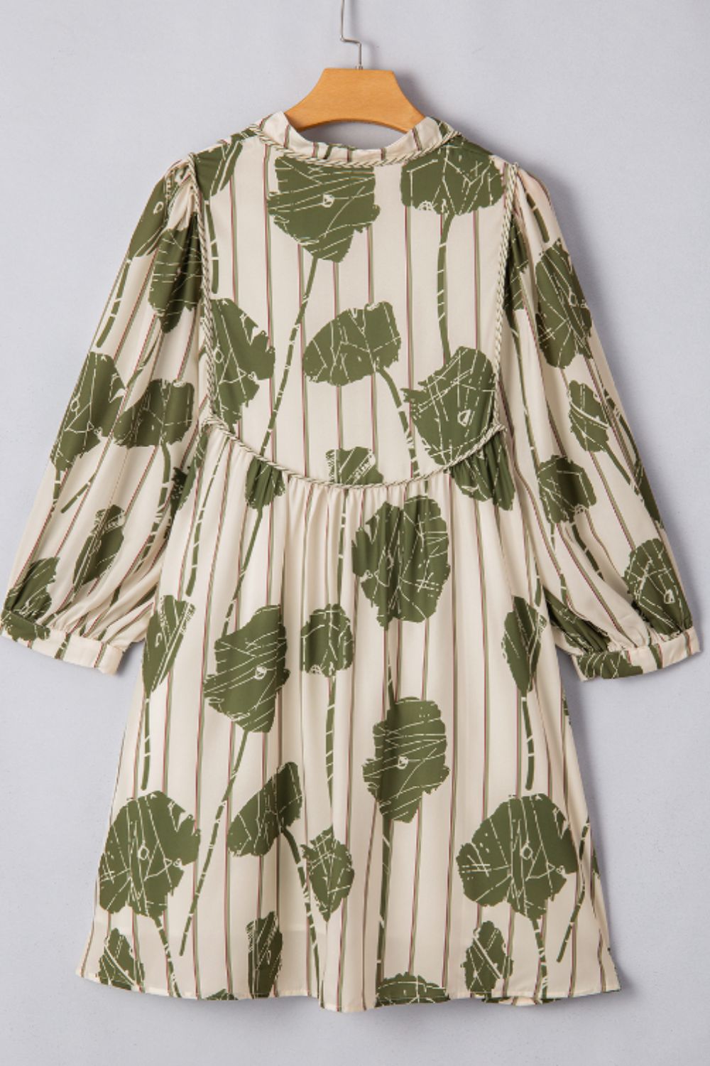Hazel Blues® | Printed Tie Neck Three-Quarter Sleeve Mini Dress