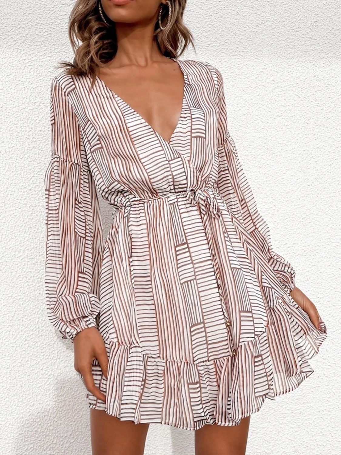 Hazel Blues® | Cutout Back Surplice Long Sleeve Dress