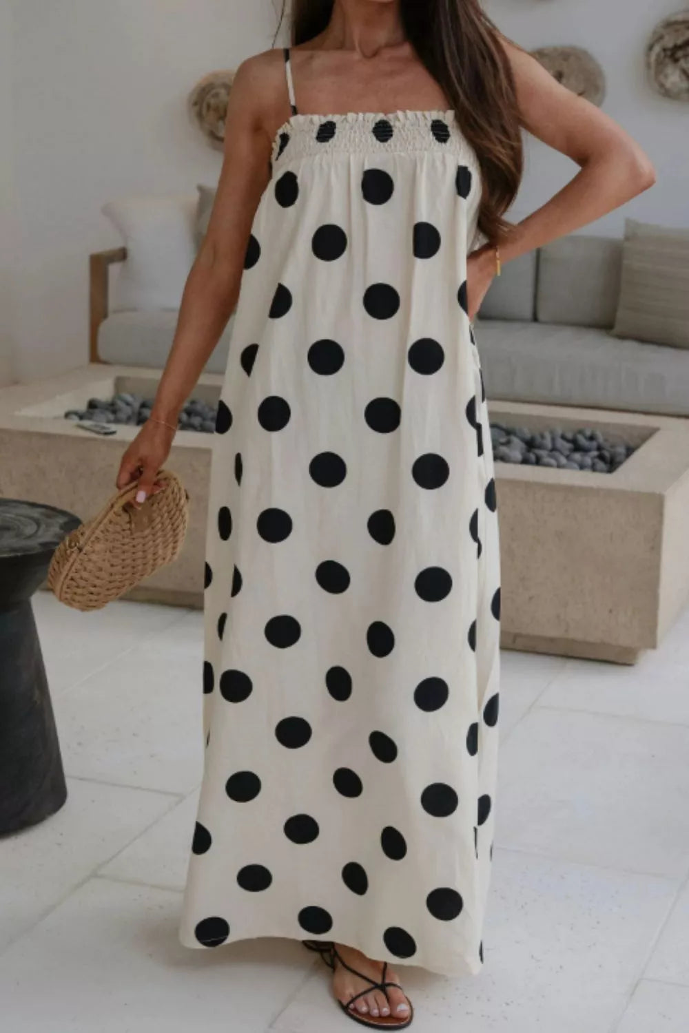 Hazel Blues® | Polka Dot Spaghetti Straps Maxi Dress