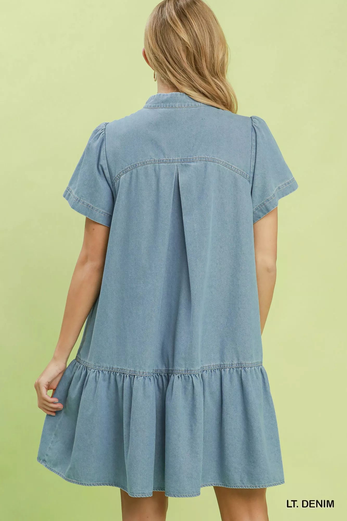 Hazel Blues® | Umgee Ruffle Hem Mini Denim Dress