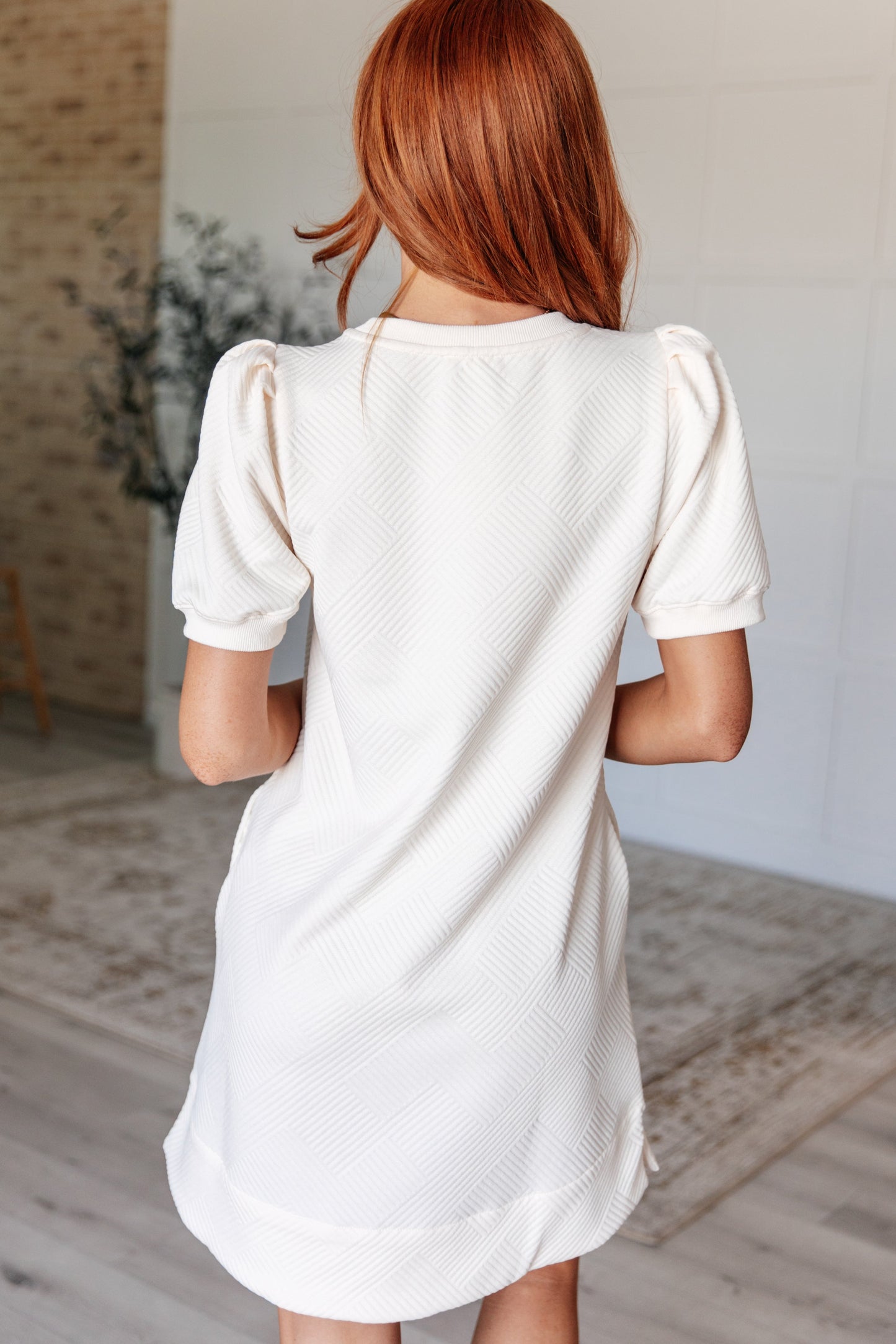 Hazel Blues® | Across Town Puff Sleeve Quilted Dress