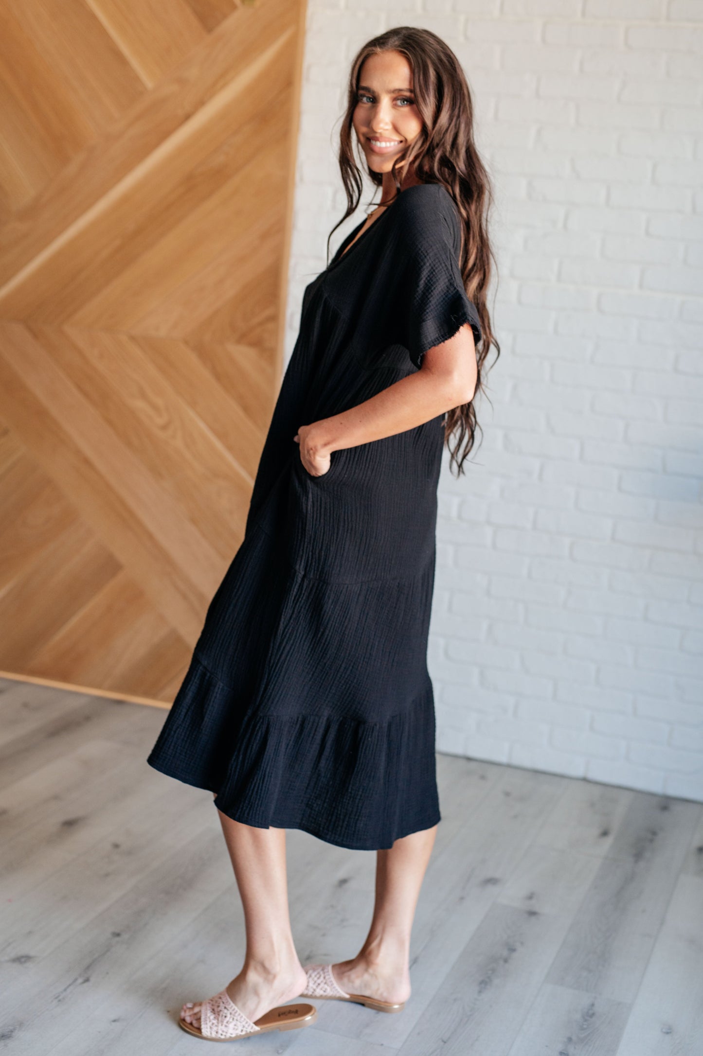 Hazel Blues® | Always Learning Dolman Sleeve Dress in Black