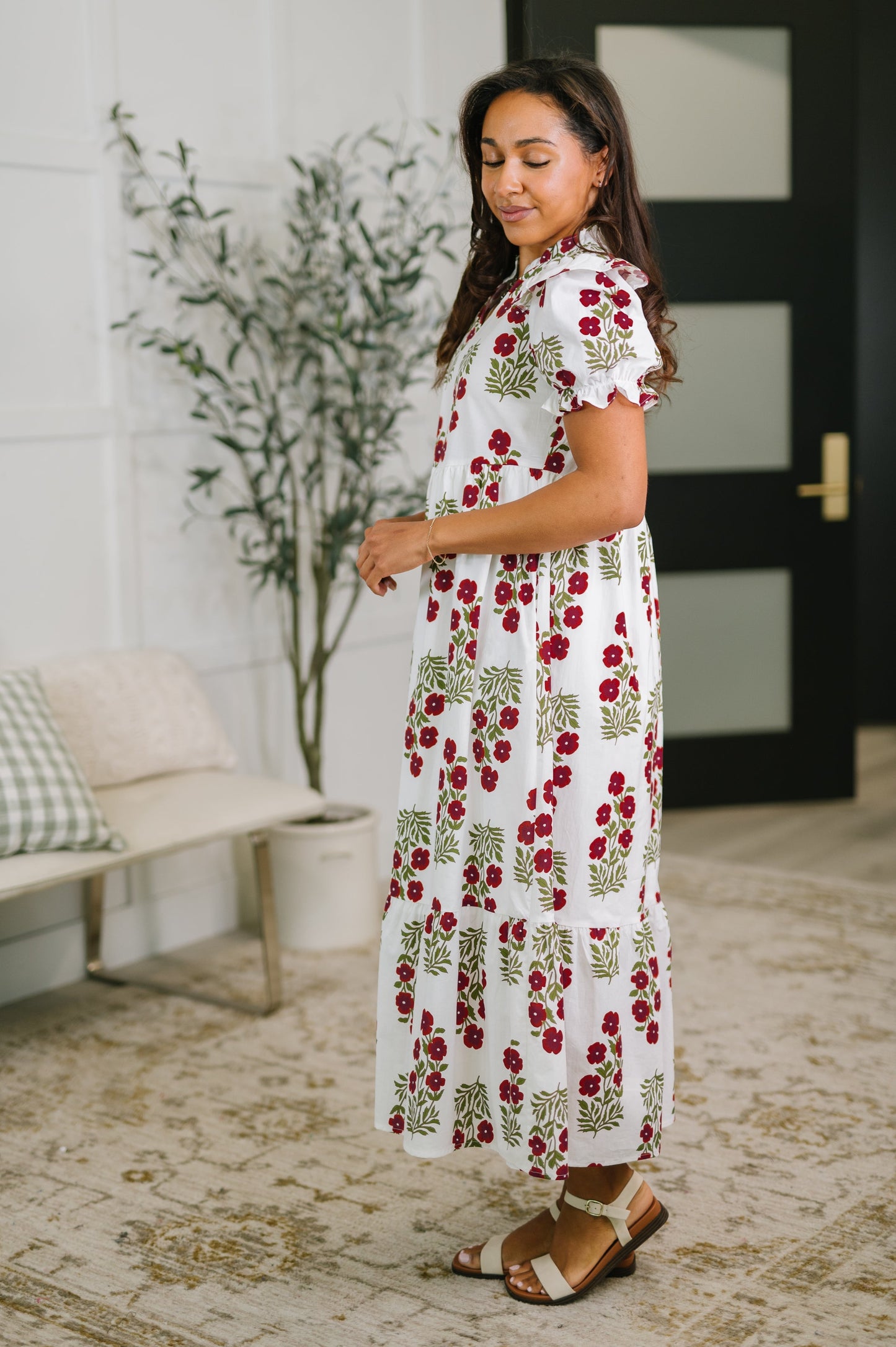 Hazel Blues® | Quiet Life Notch Neck Tiered Dress in White