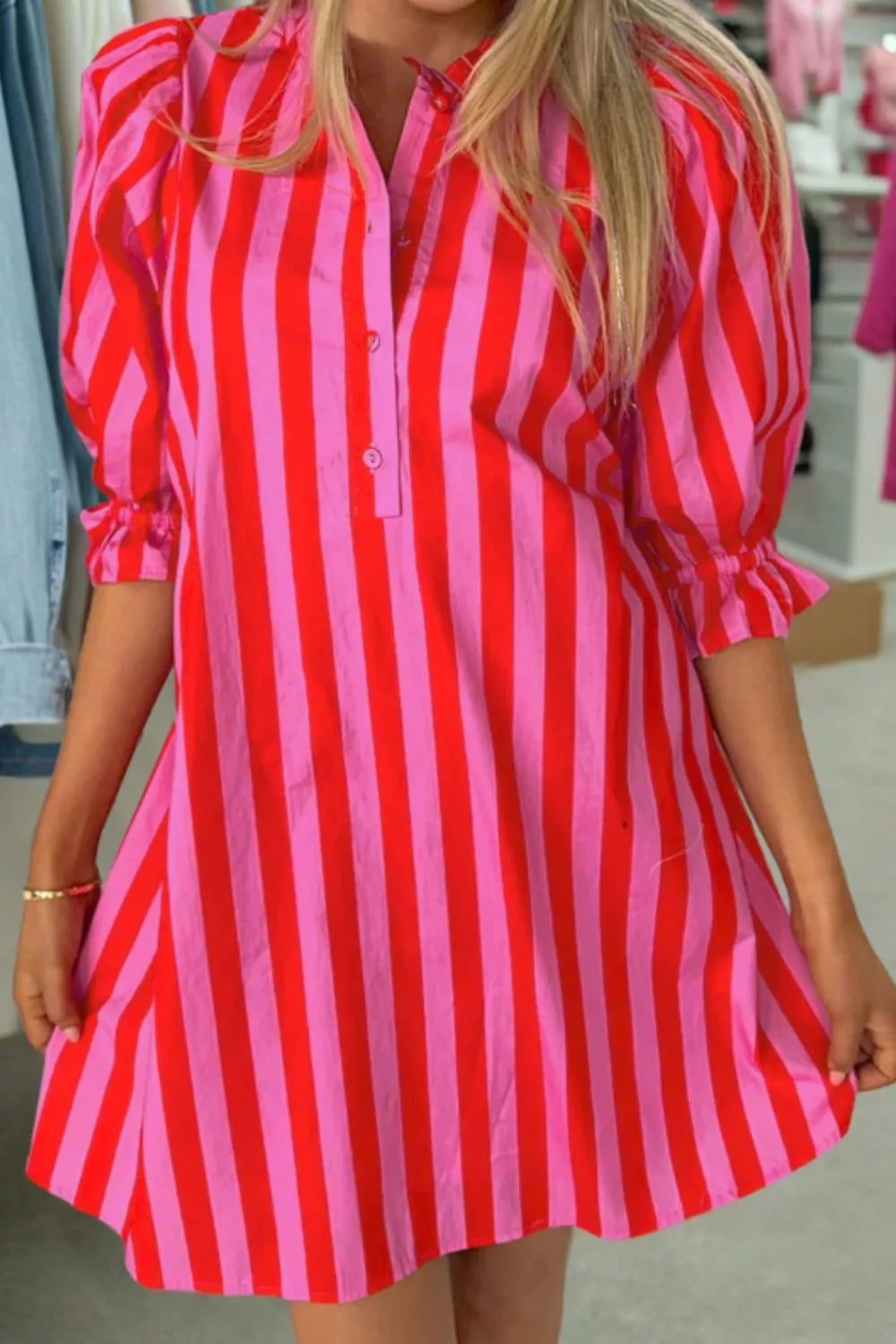 Hazel Blues® | Striped Half Sleeve Mini Dress