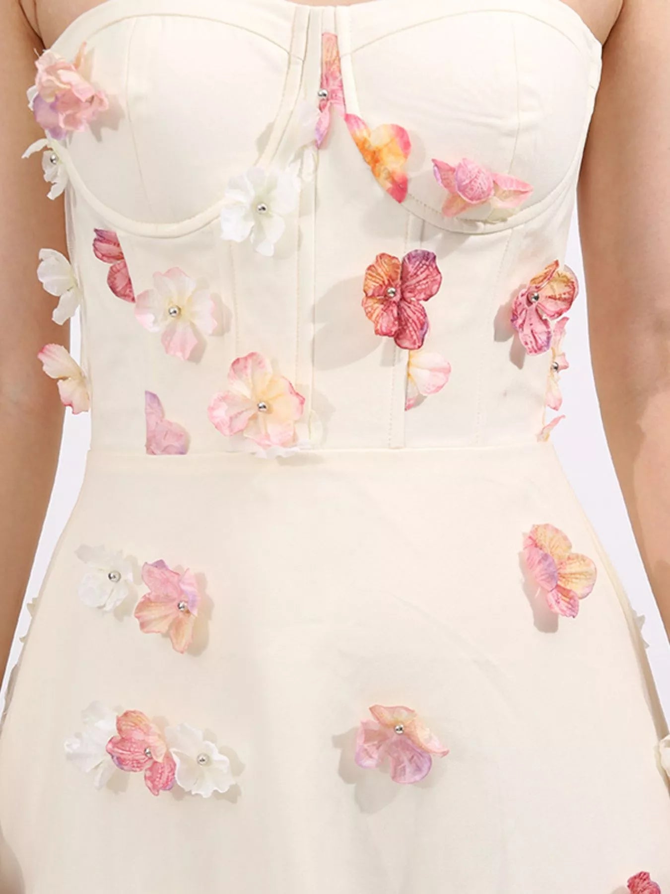 Hazel Blues® | Floral Applique Strapless Tulle Maxi Dress