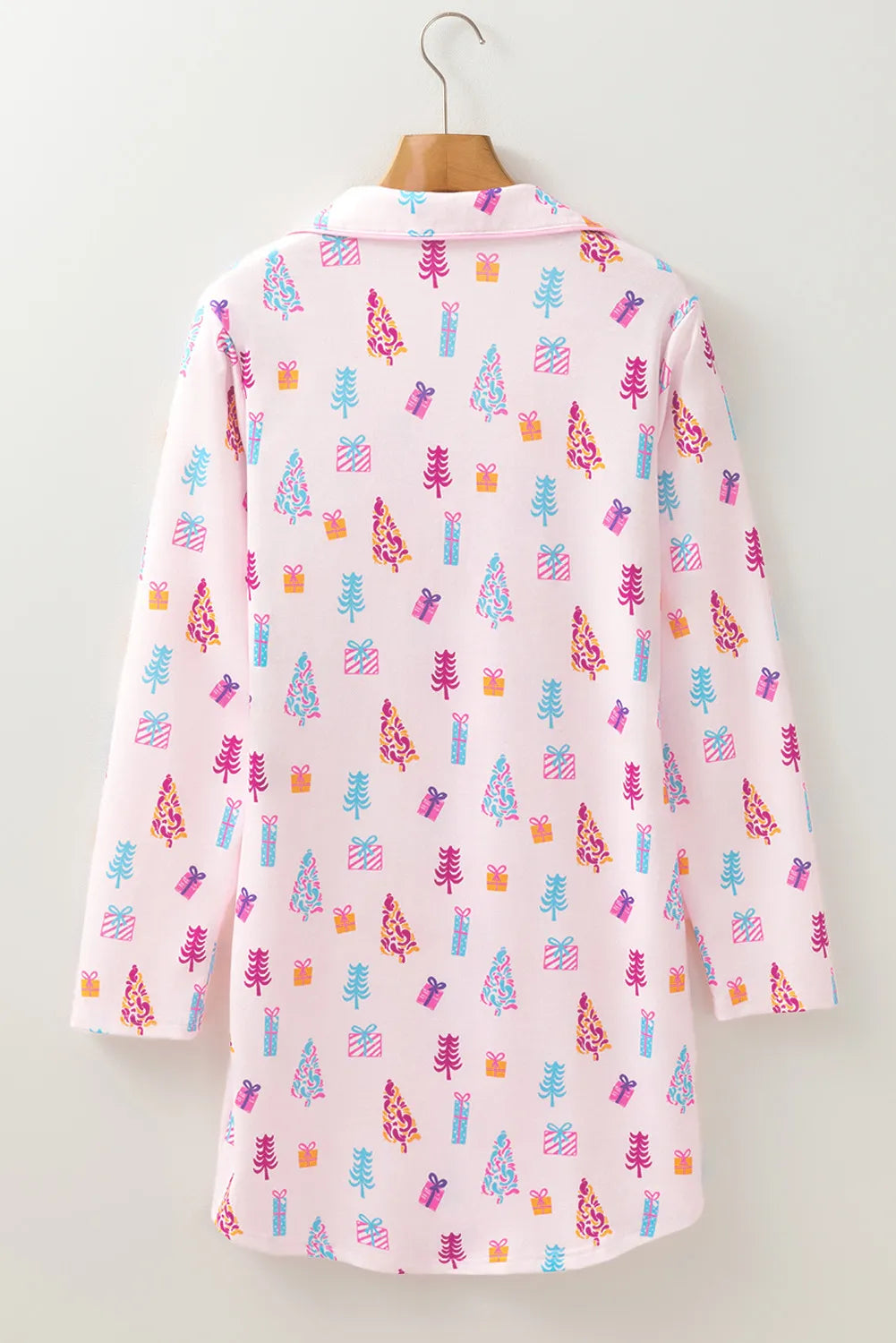 Hazel Blues® | Printed Collared Neck Long Sleeve Lounge Dress