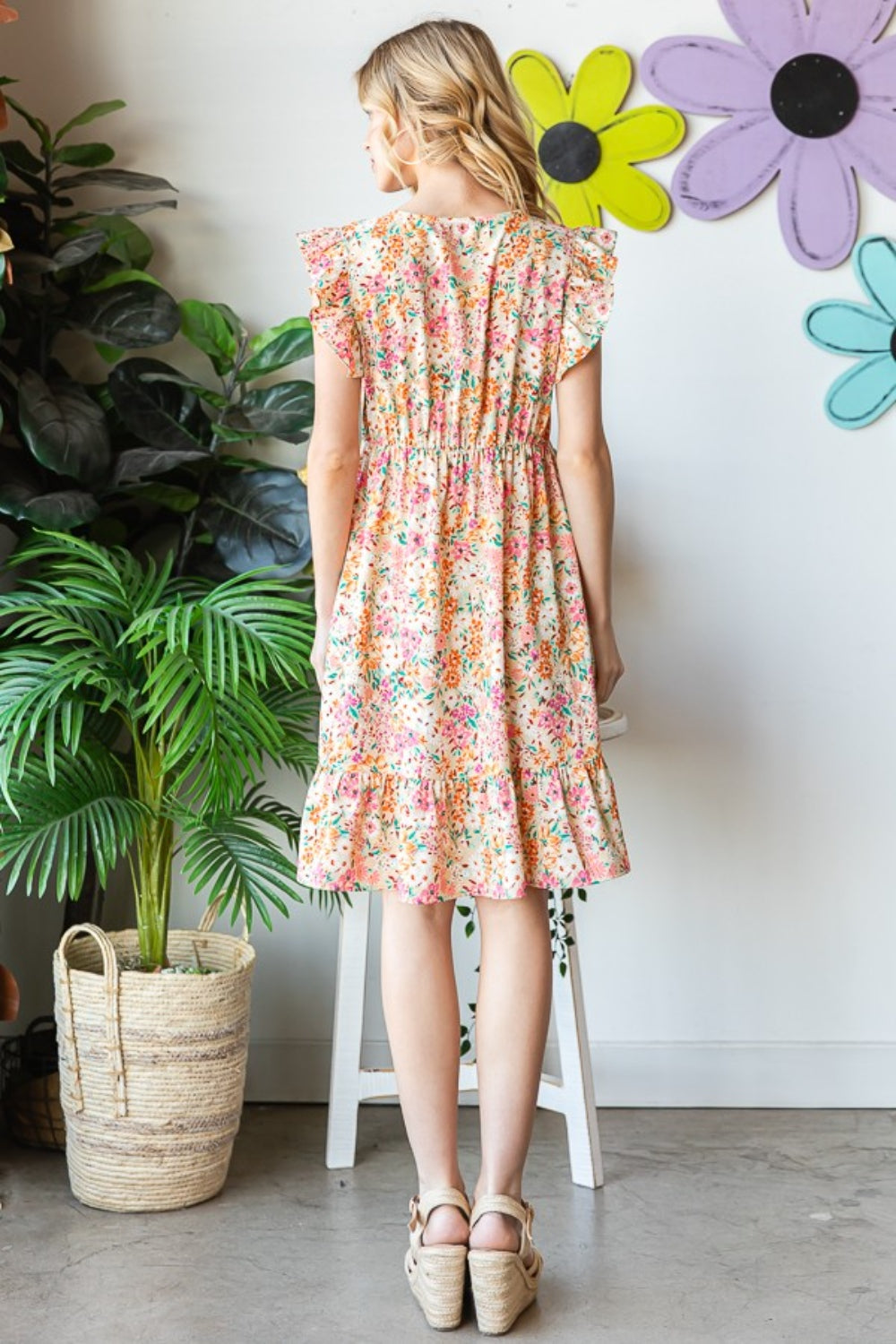 Hazel Blues® | Heimish Floral Ruffled V-Neck Dress