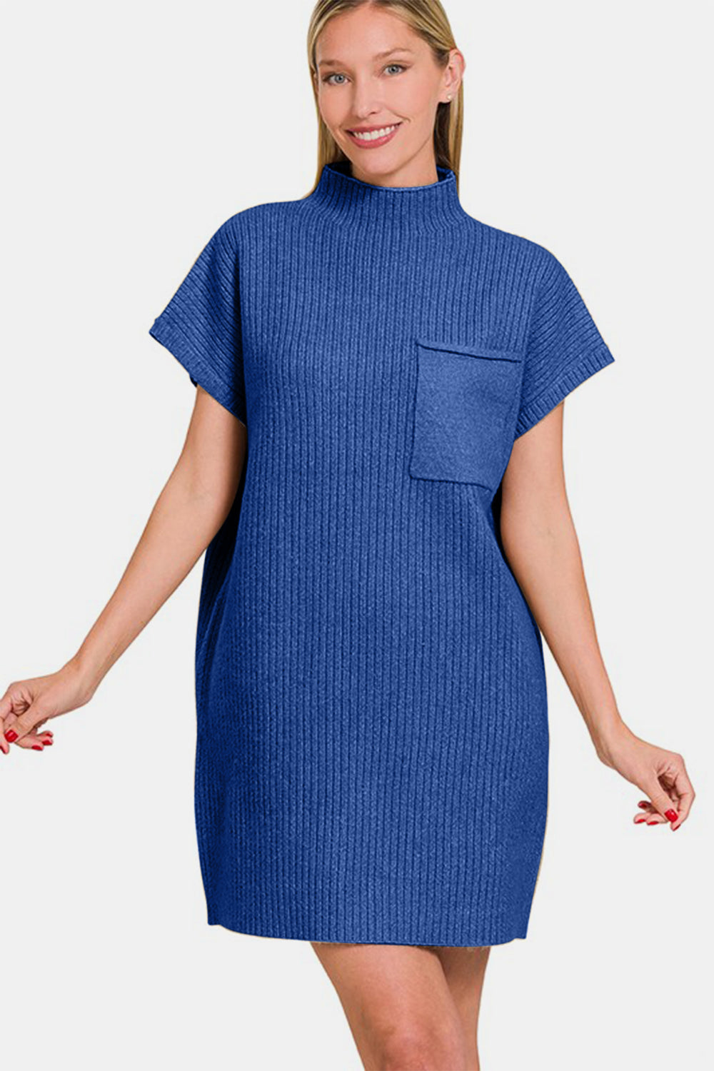 Hazel Blues® | Zenana Short Sleeve Sweater Mini Dress