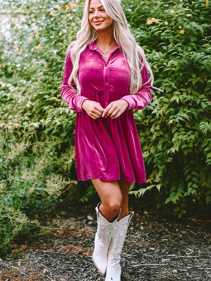 Hazel Blues® | Collared Neck Buttoned Mini Dress