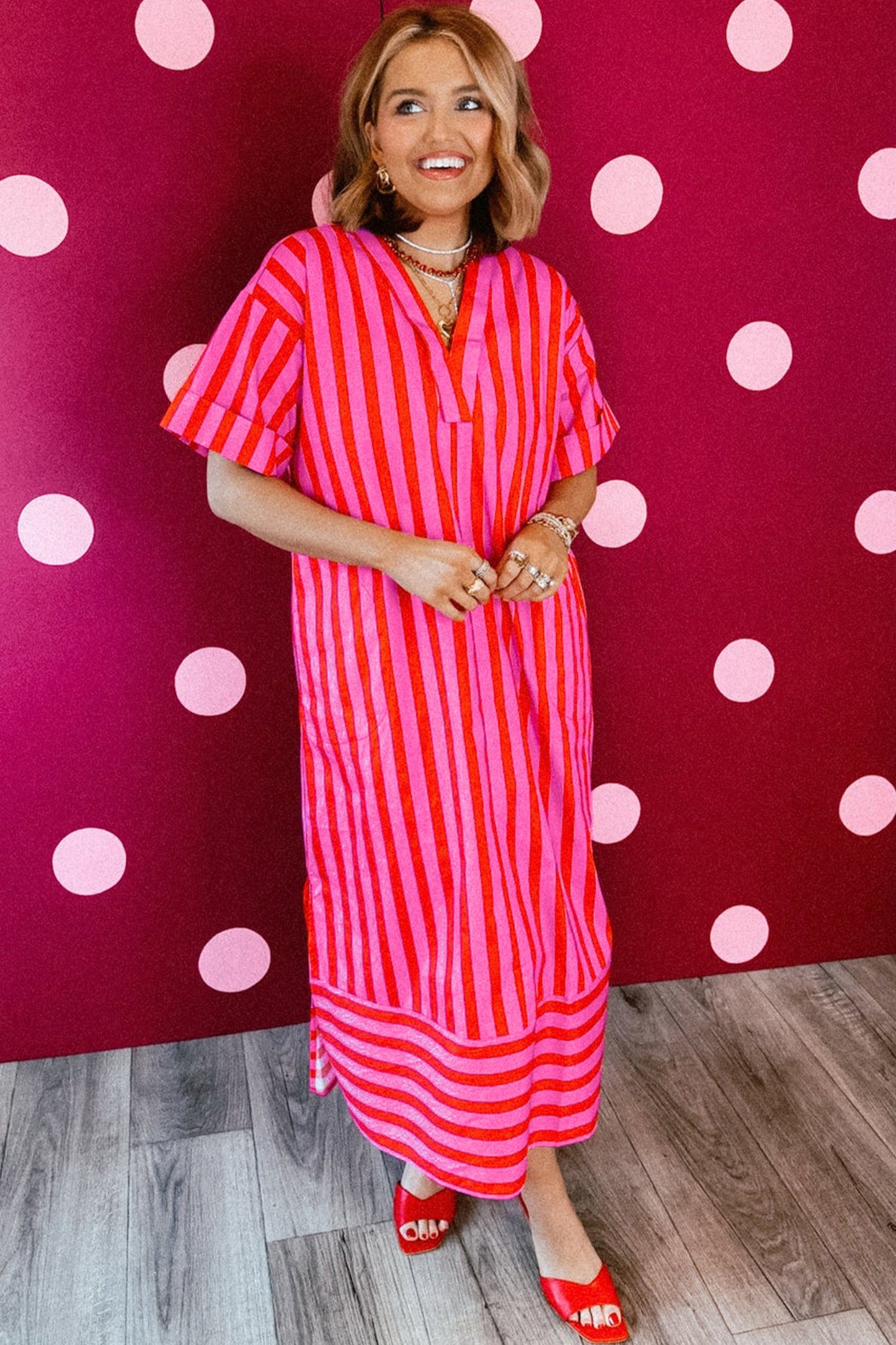Hazel Blues® | Stripe Right Dress | V-Neck Dress