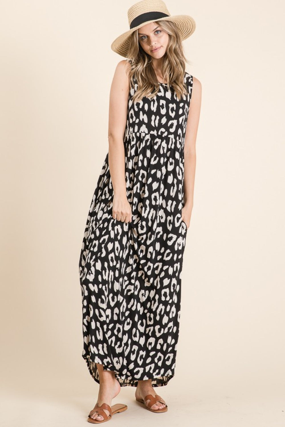 Hazel Blues® | BOMBOM Leopard Maxi Dress with Pockets