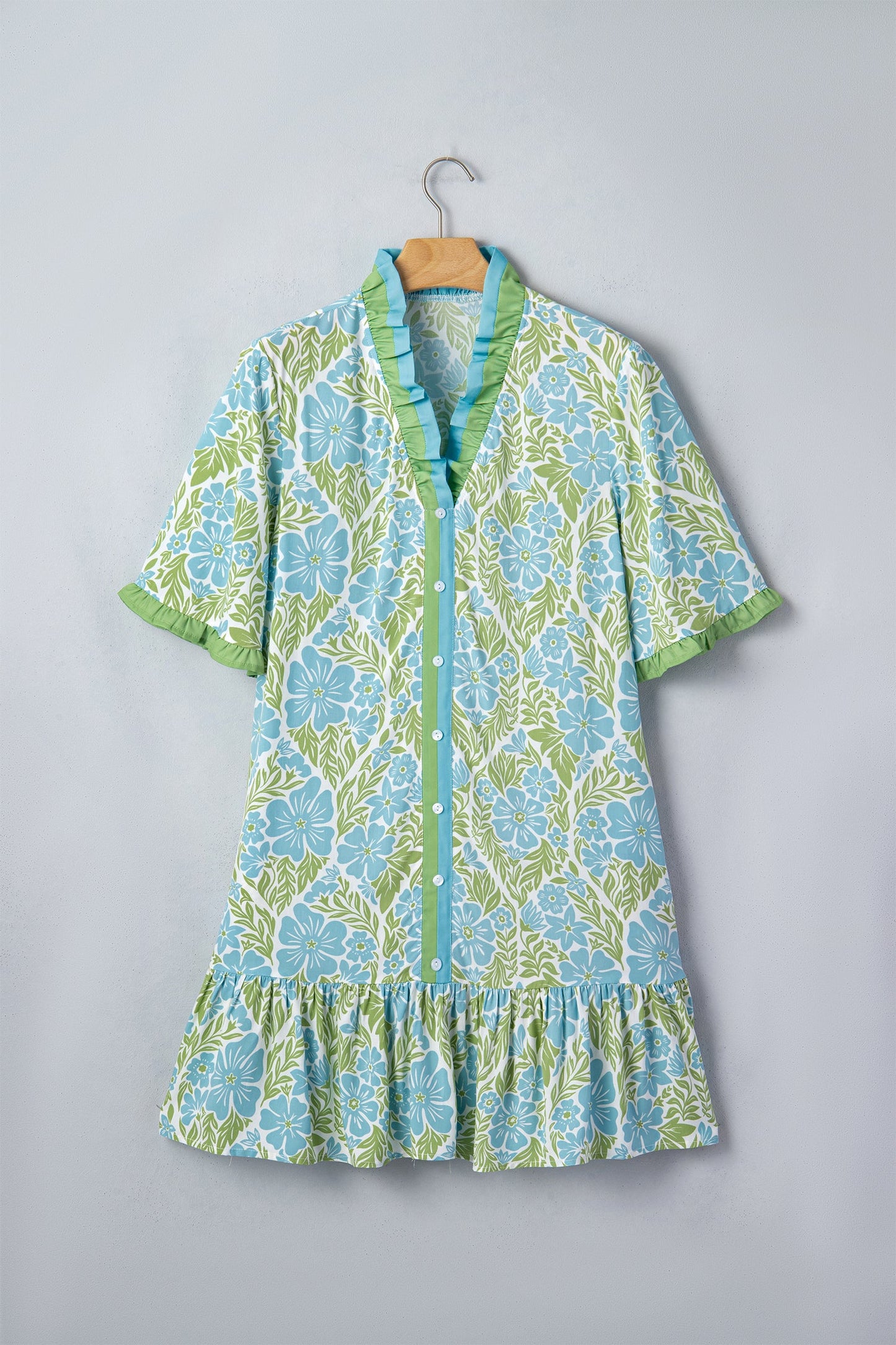 Hazel Blues® | Sunday Bloom Dress | Floral V-Neck Button Dress