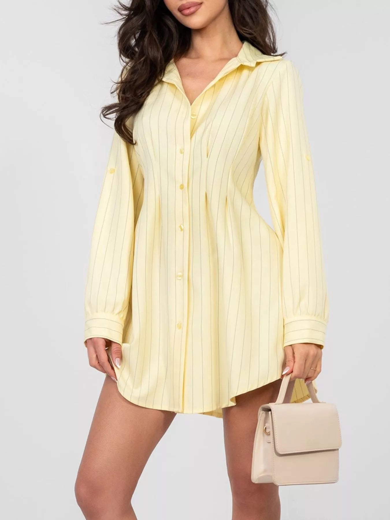 Hazel Blues® | Striped Button-Down Mini Dress