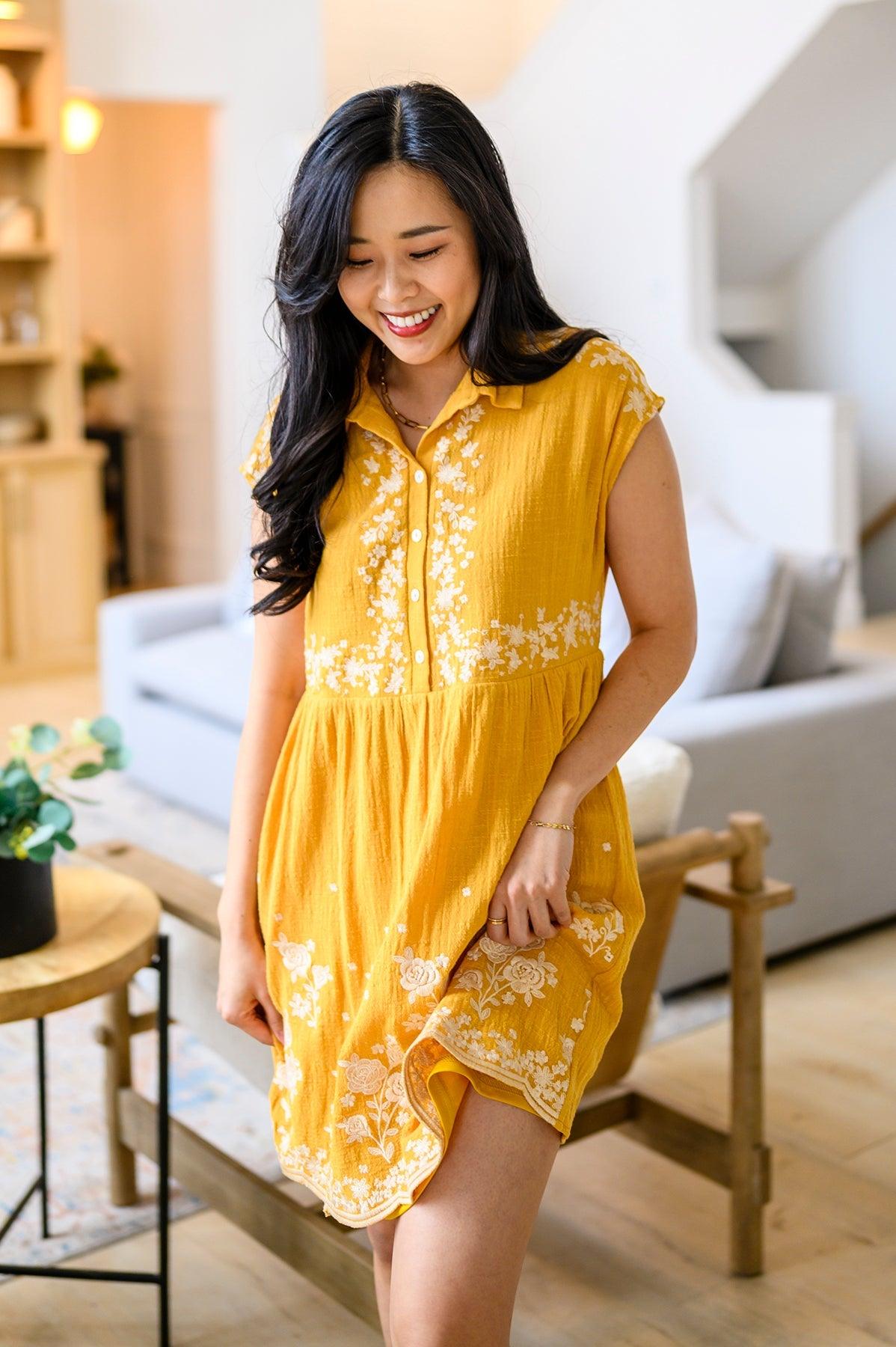 Hazel Blues® | Marigold Embroidered Dress