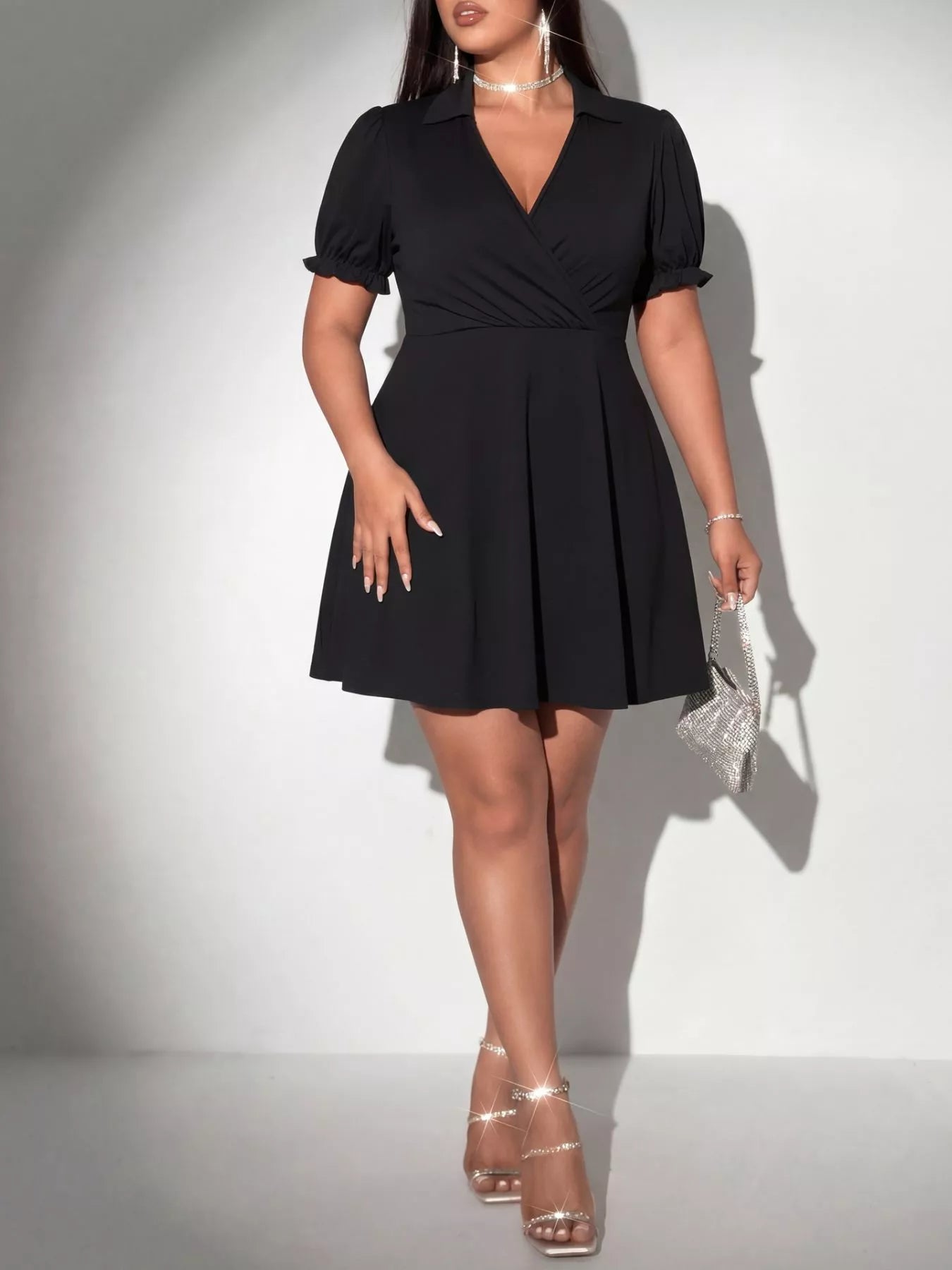 Hazel Blues® | Surplice Short Sleeve Mini Dress