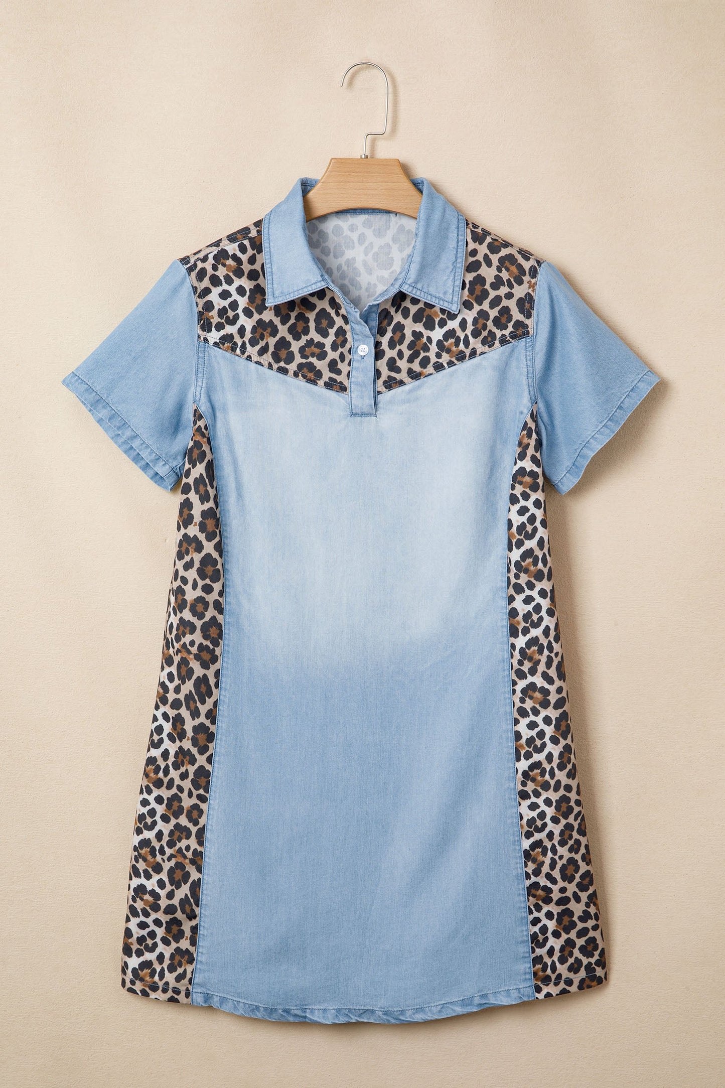 Hazel Blues® |  Spot On Mini Dress | Leopard Denim Mini Dress