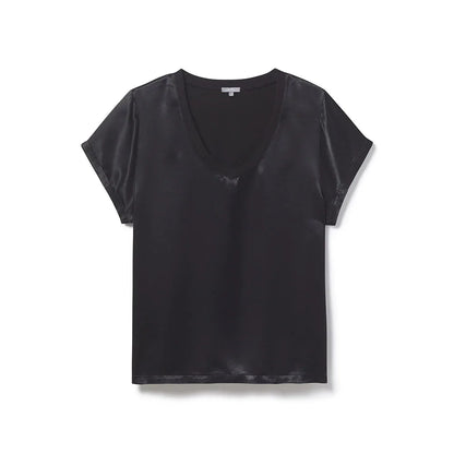 PJ Harlow Gianna Satin V-Neck Tee