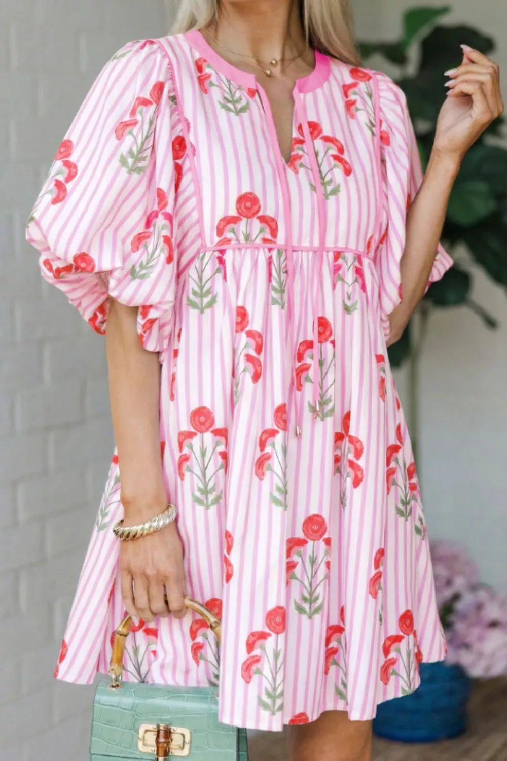 Hazel Blues® |  Striped Floral Print Mini Dress