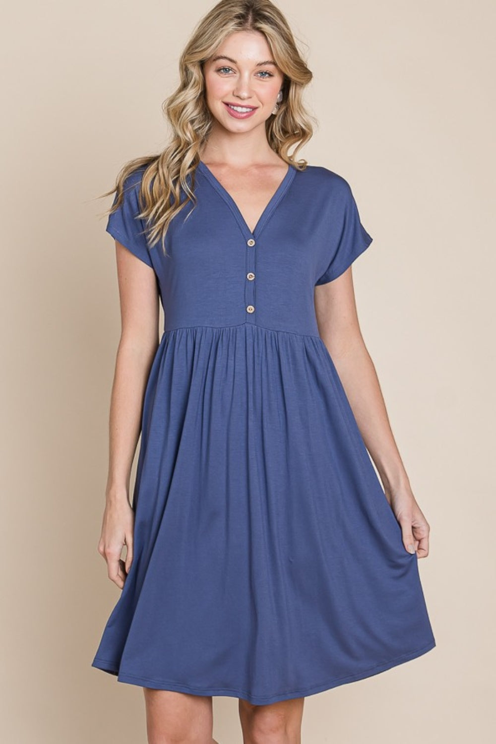 Hazel Blues® |  BOMBOM V-Neck Short Sleeve Dress