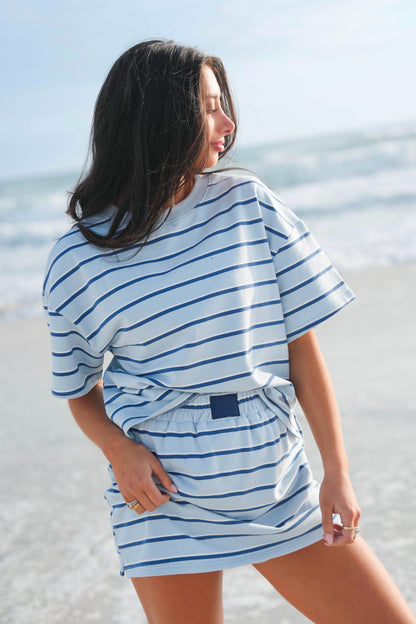Double Stripe Patch Crewneck Top