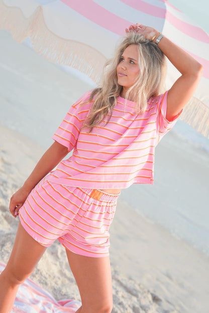 Double Stripe Patch Crewneck Top