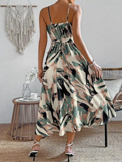 Hazel Blues® |  Abstract Print Tie Waist Cami Dress