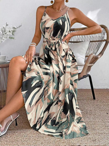 Hazel Blues® |  Abstract Print Tie Waist Cami Dress