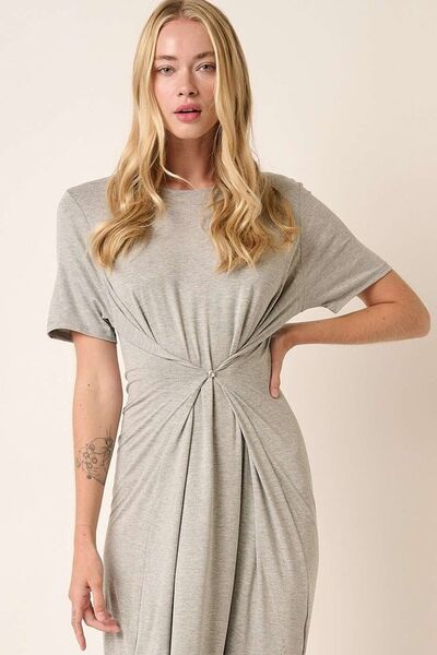 Hazel Blues® |  Mittoshop Side Slit Round Neck Short Sleeve Dress