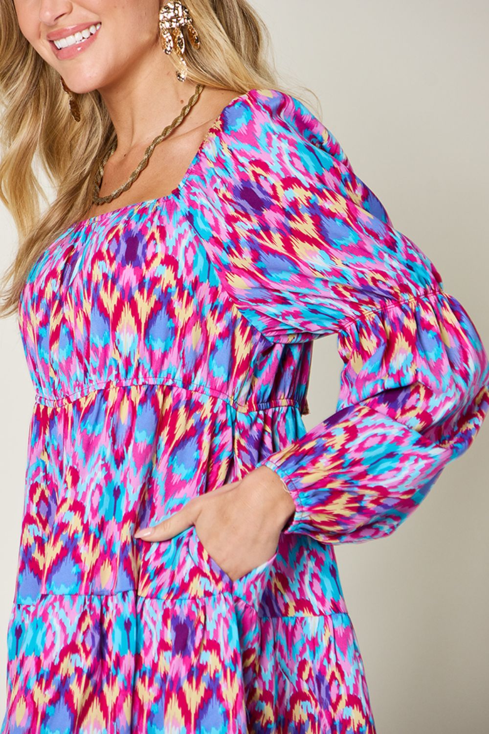 Hazel Blues® |  Double Take Printed Long Sleeve Dress