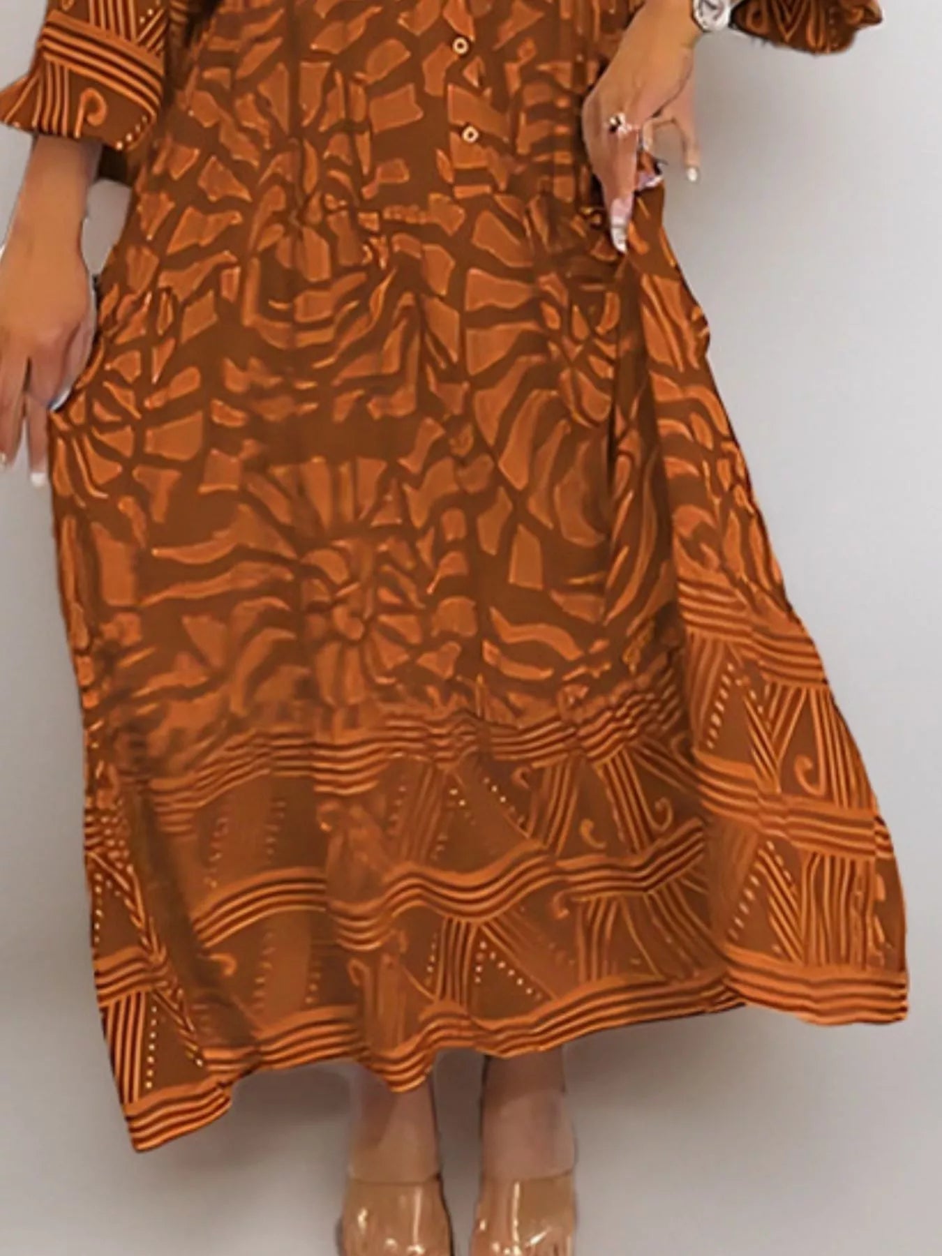 Hazel Blues® |  Printed Button Front Midi Dress