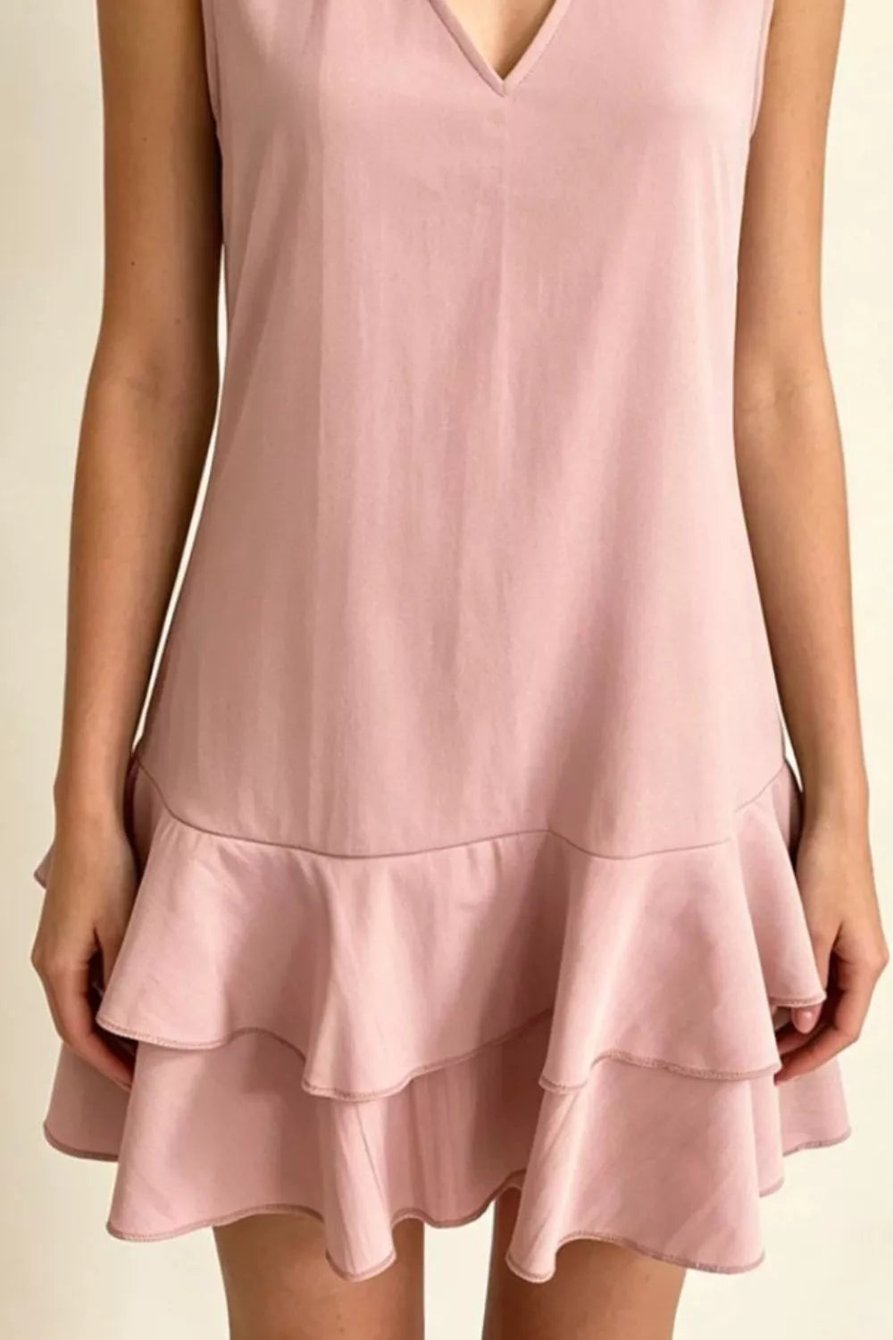 Hazel Blues® | Sleeveless V-Neck Ruffle Hem Mini Dress
