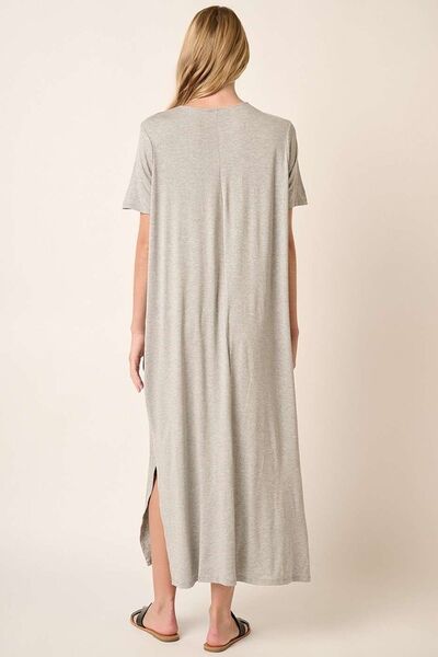 Hazel Blues® |  Mittoshop Side Slit Round Neck Short Sleeve Dress
